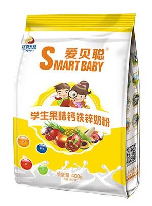 愛貝聰學(xué)生果味鈣鐵鋅奶粉400g袋